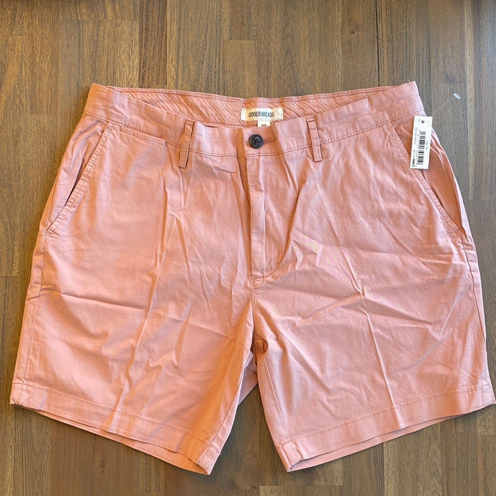 Goodthreads Mens Slim-Fit 7” Flat-Front Comfort Stretch Chino Short,Size 33,NWT